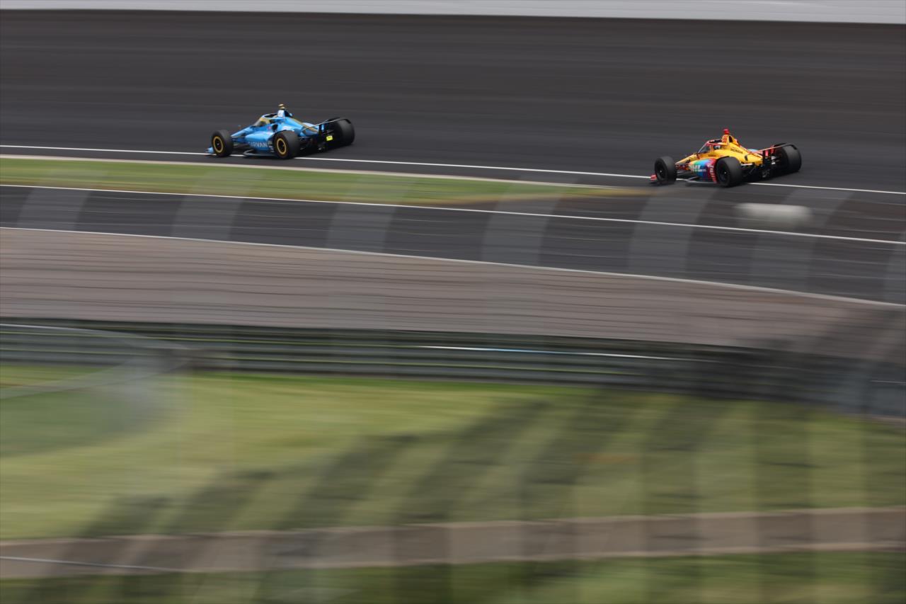 Jimmie Johnson and Romain Grosjean - Indianapolis 500 Practice - By: Chris Owens -- Photo by: Chris Owens